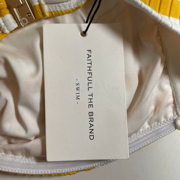 NWT FAITHFULL THE BRAND Swim Malady Bikini Top Striped Yellow Size Small 4 New - Picture 6 of 8